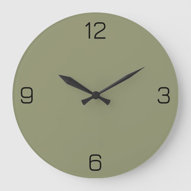 Dark Sage Green 91946E Colour - Option to Add Name Large Clock (Front)