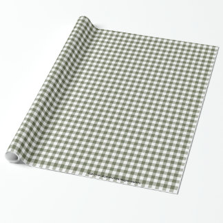 Dark Sage Green and White Gingham Neutral Colours Wrapping Paper