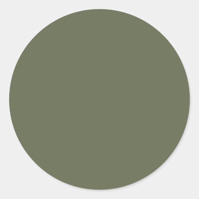 Dark Sage Green Elegant Neutral Solid Colour Classic Round Sticker (Front)
