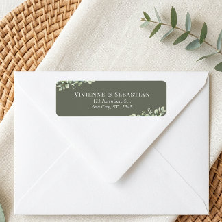 Dark Sage Green Eucalyptus Wedding Return Address