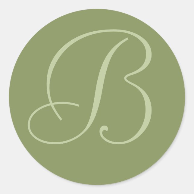 Dark Sage Green Monogrammed Wedding Envelope Seals (Front)