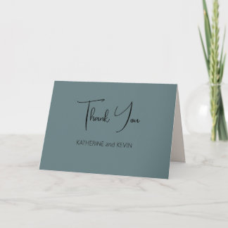 Dark Sage Green Simple Wedding Thank You Card