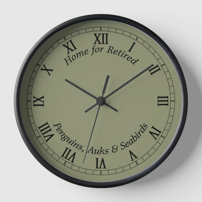 Dark Sage Green Solid Colour with Customisable Tex Clock (Front)