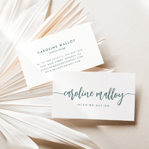 Dark Sage Modern Signature Script Business Card