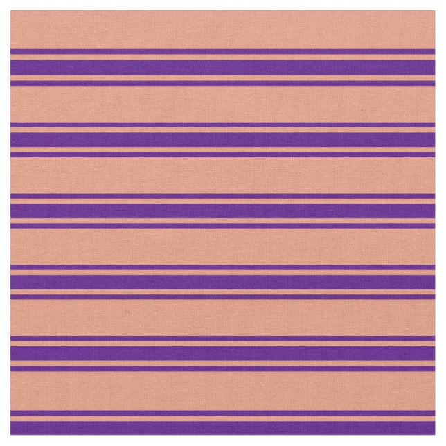 Dark Salmon and Indigo Coloured Lined Pattern Fabric (Close Up)