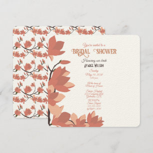 Dark Salmon Cream and Brown Folk Art Shower Invitation