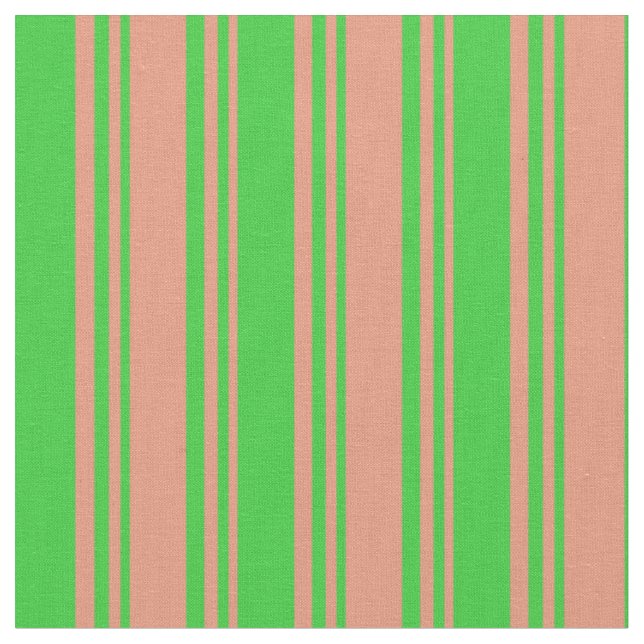 Dark Salmon & Lime Green Coloured Lines Fabric (Close Up)