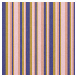 Dark Salmon, Pink, Dark Goldenrod & Midnight Blue Fabric