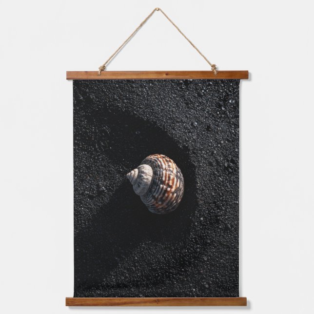 Dark Sand Spiral Shell Minimalist Art Hanging Tapestry (Front)