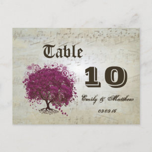 Dark Sangria Heart Leaf Tree Table Number Postcard