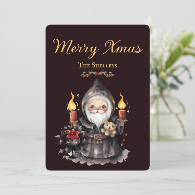 Dark Santa Christmas Holiday Card (Standing Front)
