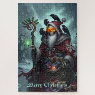 Dark Santa of Shadows – Gothic Christmas Skeleton Jigsaw Puzzle
