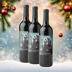 Dark Santa of Shadows – Gothic Christmas Skeleton Wine Label