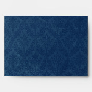Dark Sapphire Blue Damask Custom Linen Wedding A-7 Envelopes