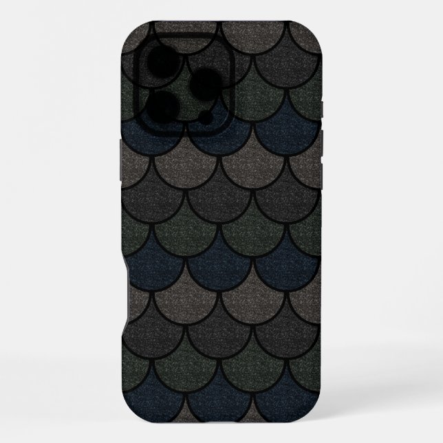 Dark Scalloped Dragon Scale Pattern iPhone Case (Back)