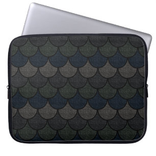 Dark Scalloped Dragon Scale Pattern Laptop Sleeve