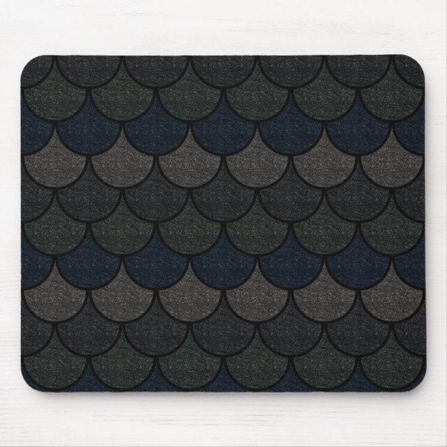 Dark Scalloped Dragon Scale Pattern Mouse Mat (Front)