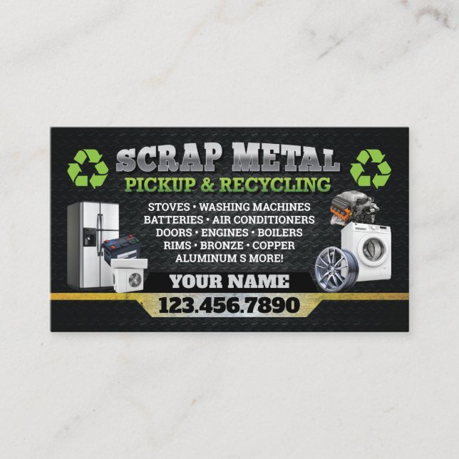 Dark Scrap Metal Recycle Business Card - Bilingual (Front)