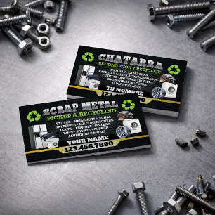 Dark Scrap Metal Recycle Business Card - Bilingual