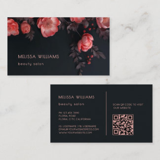 Dark Sculptural 3D Flowers Business Card
