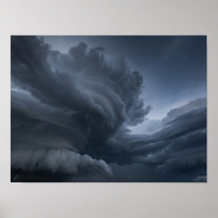 Dark Sculptural Storm Clouds Nature Poster
