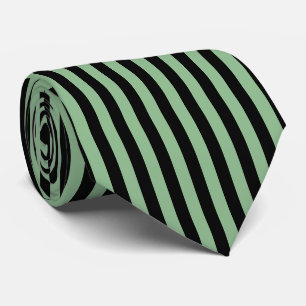 Dark Sea Green and Black Large Vertical Stripes Tie