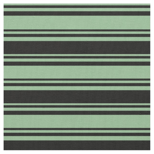 Dark Sea Green and Black Lined/Striped Pattern Fabric (Close Up)