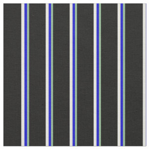 Dark Sea Green, Blue, Beige, and Black Lines Fabric