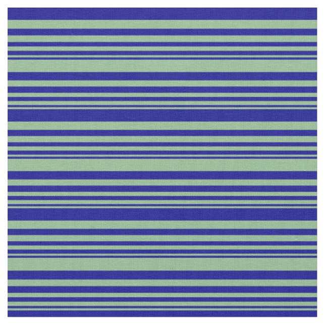 Dark Sea Green & Dark Blue Stripes Fabric (Close Up)
