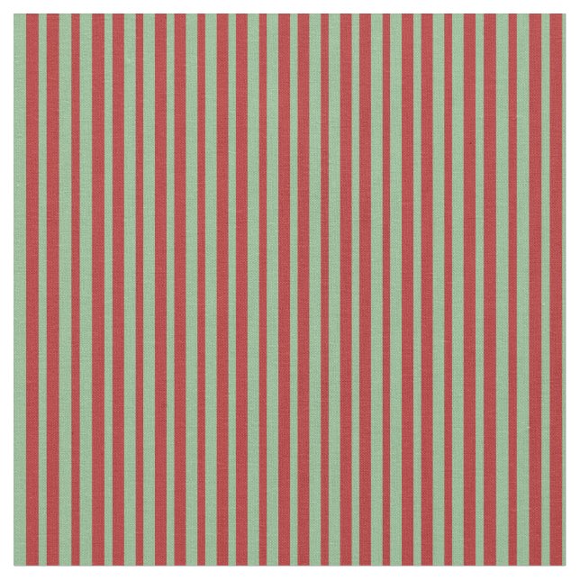 Dark Sea Green & Red Coloured Lined Pattern Fabric (Close Up)