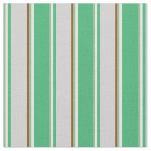 Dark Sea Green, White, Sea Green, Grey & Brown Fabric