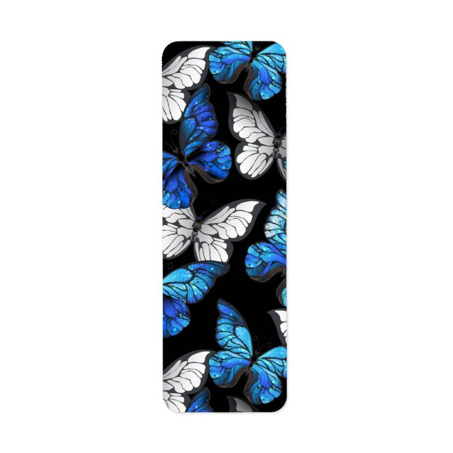 Dark Seamless Pattern with Blue Butterflies Morpho (Front)
