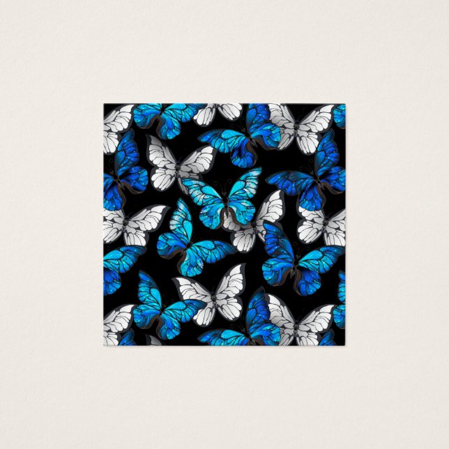 Dark Seamless Pattern with Blue Butterflies Morpho (Front)