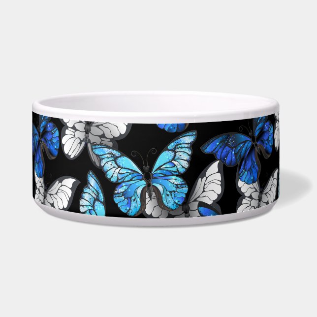 Dark Seamless Pattern with Blue Butterflies Morpho (Front)