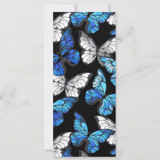 Dark Seamless Pattern with Blue Butterflies Morpho (Front)
