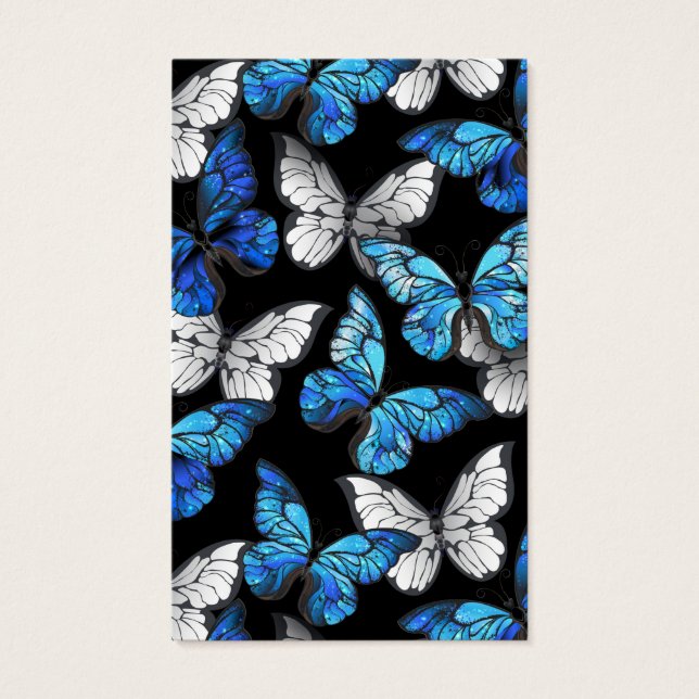 Dark Seamless Pattern with Blue Butterflies Morpho (Front)
