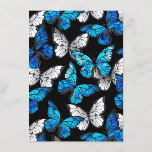 Dark Seamless Pattern with Blue Butterflies Morpho Advice Card