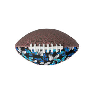 Dark Seamless Pattern with Blue Butterflies Morpho American Football