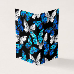 Dark Seamless Pattern with Blue Butterflies Morpho Business Card