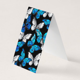 Dark Seamless Pattern with Blue Butterflies Morpho Business Card