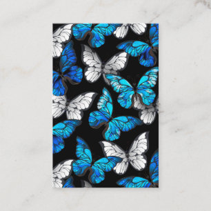 Dark Seamless Pattern with Blue Butterflies Morpho Business Card