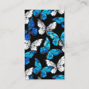 Dark Seamless Pattern with Blue Butterflies Morpho Calling Card