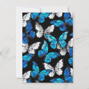 Dark Seamless Pattern with Blue Butterflies Morpho Card
