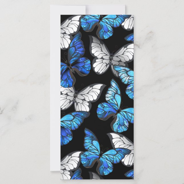 Dark Seamless Pattern with Blue Butterflies Morpho Card (Front)