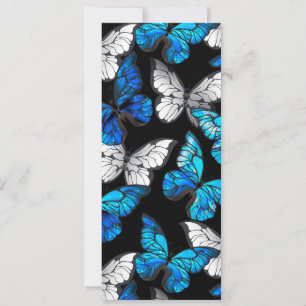 Dark Seamless Pattern with Blue Butterflies Morpho Card