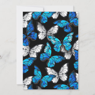Dark Seamless Pattern with Blue Butterflies Morpho Card