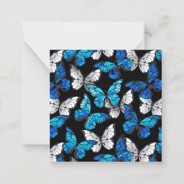 Dark Seamless Pattern with Blue Butterflies Morpho Card (Front)