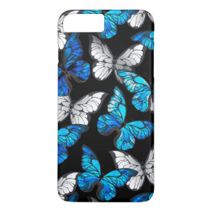 Dark Seamless Pattern with Blue Butterflies Morpho iPhone 8 Plus/7 Plus Case