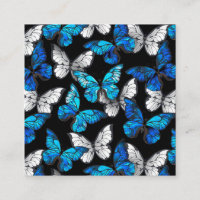 Dark Seamless Pattern with Blue Butterflies Morpho