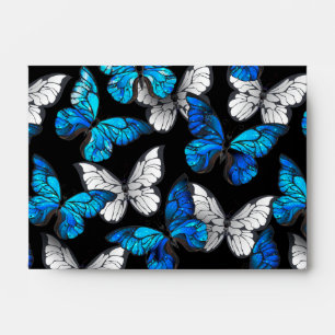 Dark Seamless Pattern with Blue Butterflies Morpho Envelope